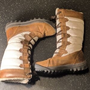Brown and White Winter Boots